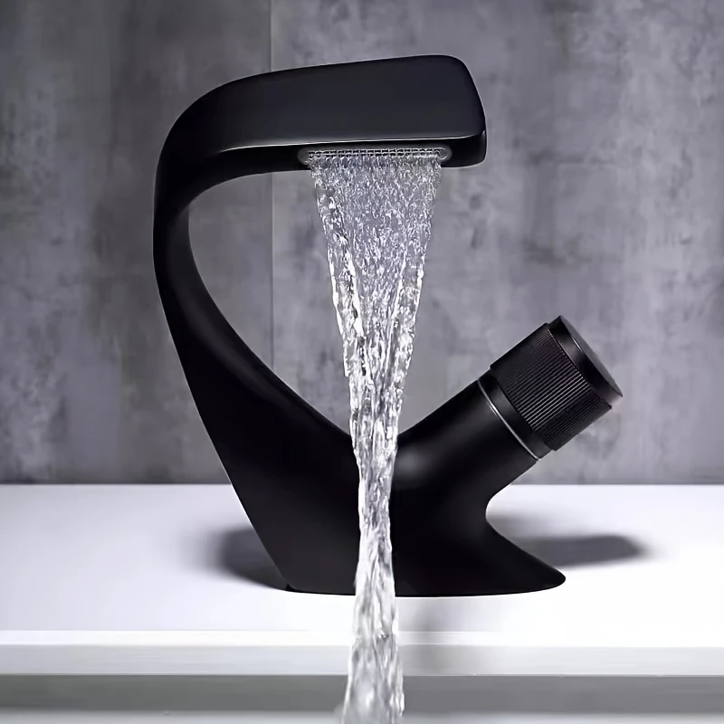 Home Bar Sink - Tamamen Bakır Siyah Lavabo Şelale Musluğu