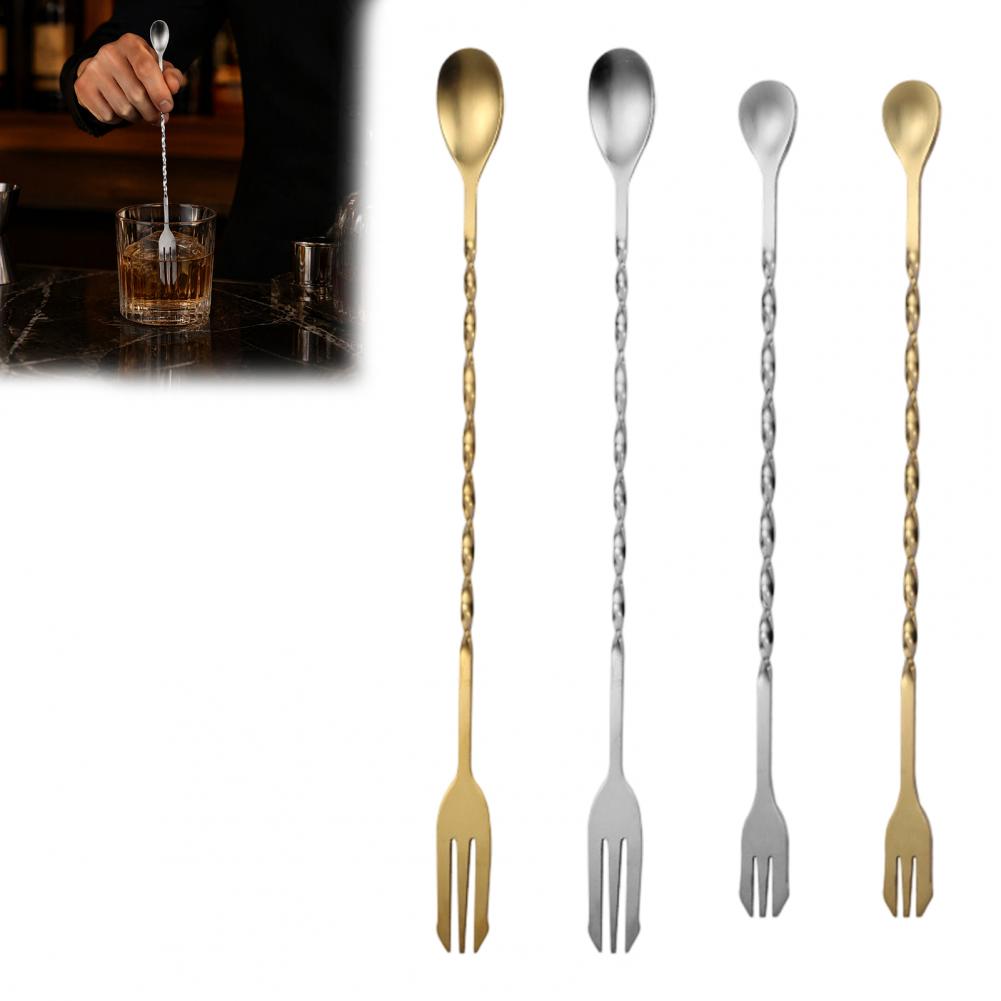 Bar Spoon Twisted - Paslanmaz Çelik Kokteyl Karıştırıcısı Uzun Saplı
