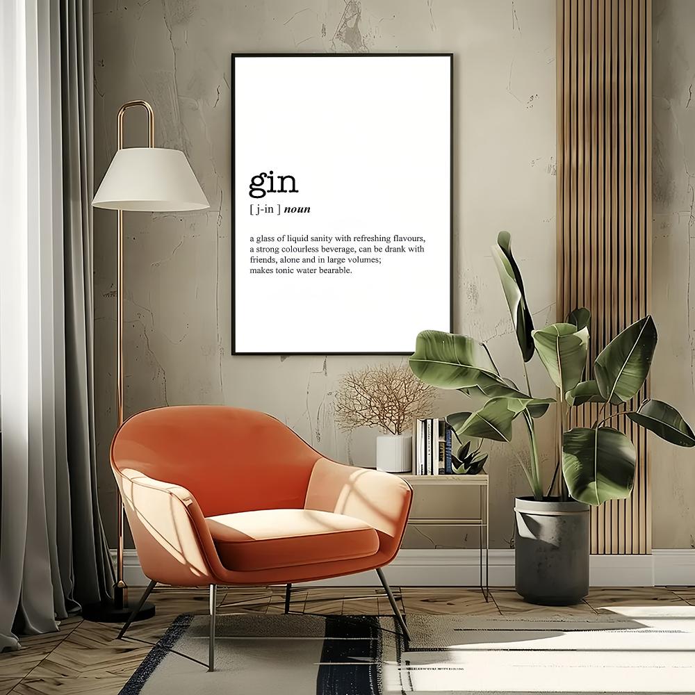 GIN Kelime Tanımı HD Duvar San - Home Bar Word incelemesi ve fiyatı