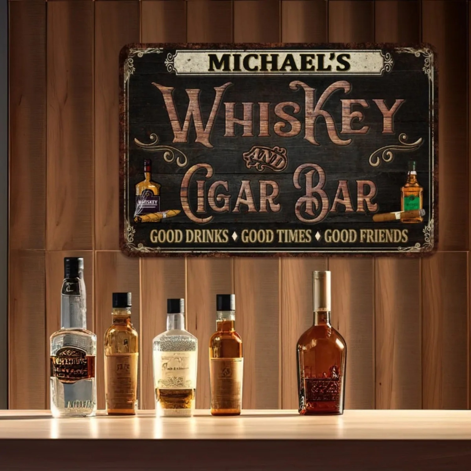 Kişiye Özel Vintage Viski ve P - Home Bar Signs incelemesi ve fiyatı