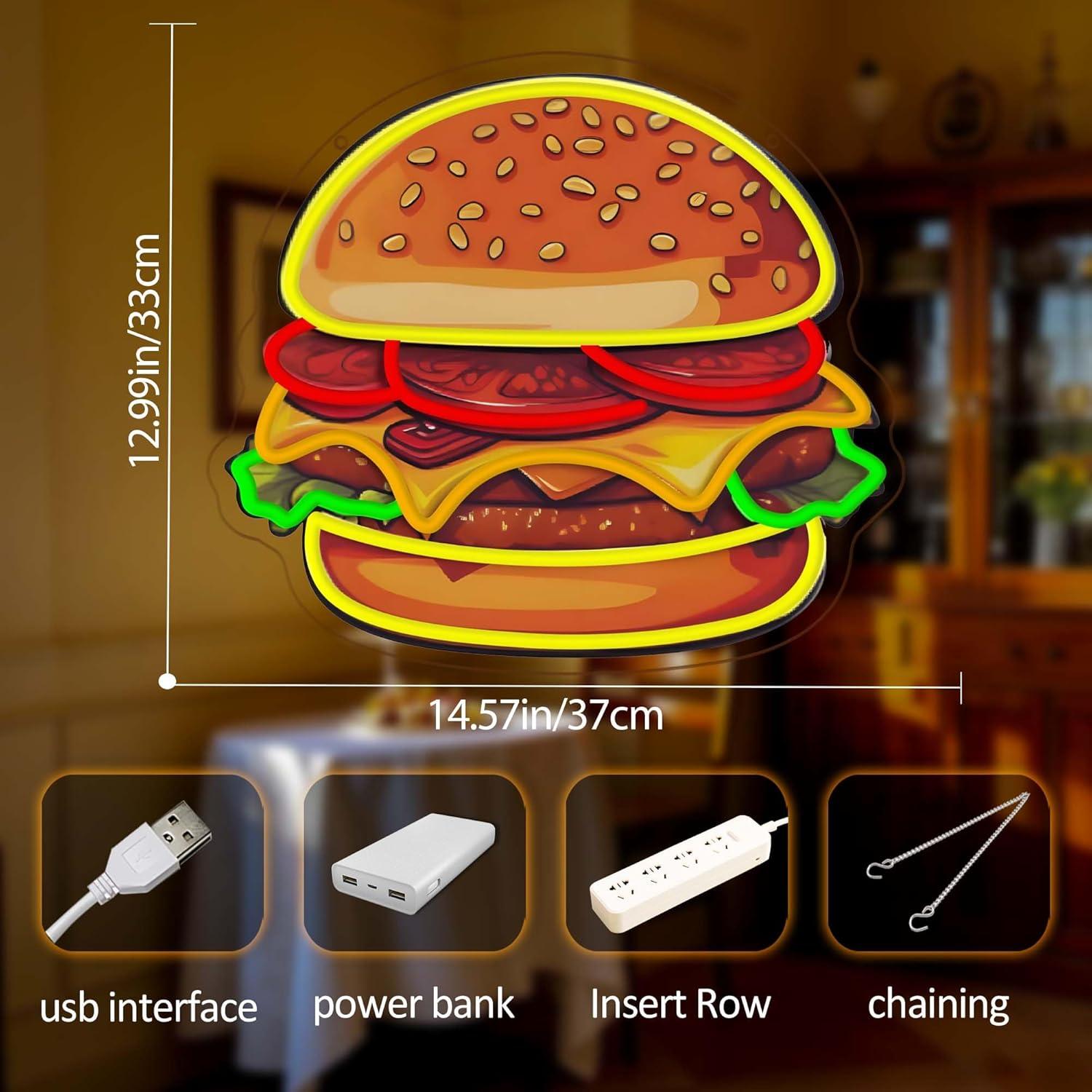 Burger Neon Tabela LED Hamburg - Home Bar Signs incelemesi ve fiyatı